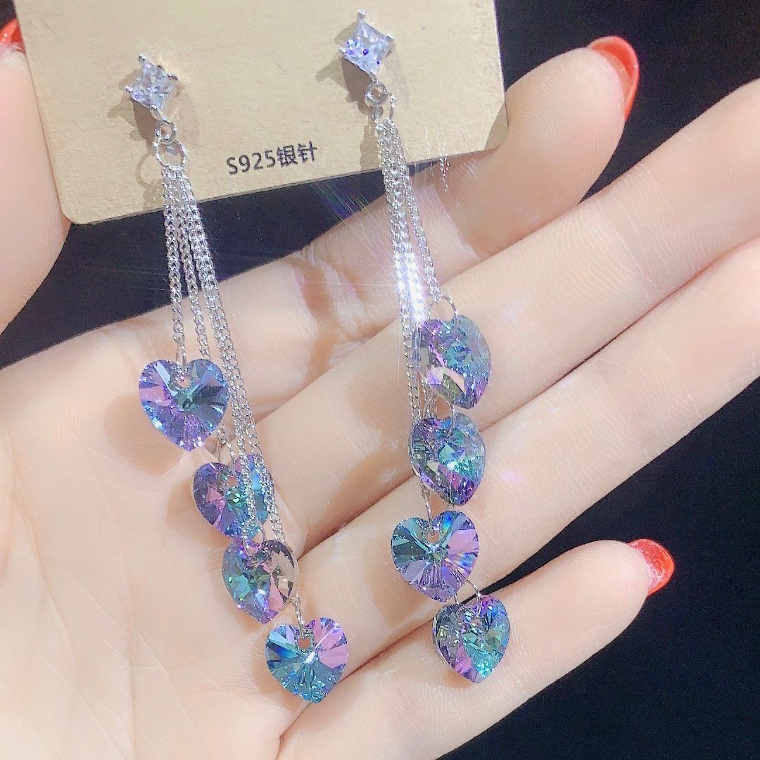 Pendientes de cristal de borlas largas al por mayor